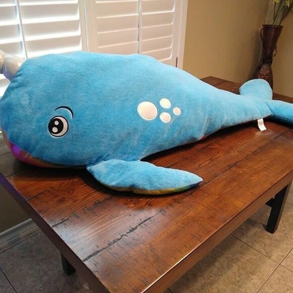 Spark Create Imagine Narwhal Whale /Unicorn 50" RARE LARGE Plush Stuffed Animal - Picture 6 of 8